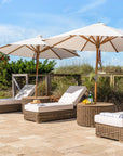 Highest Quality Outdoor Wicker Chaise Lounge, Umbrella And Coffee Table