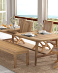 Luxury Teak Outdoor Expansion Table with hidden leaf