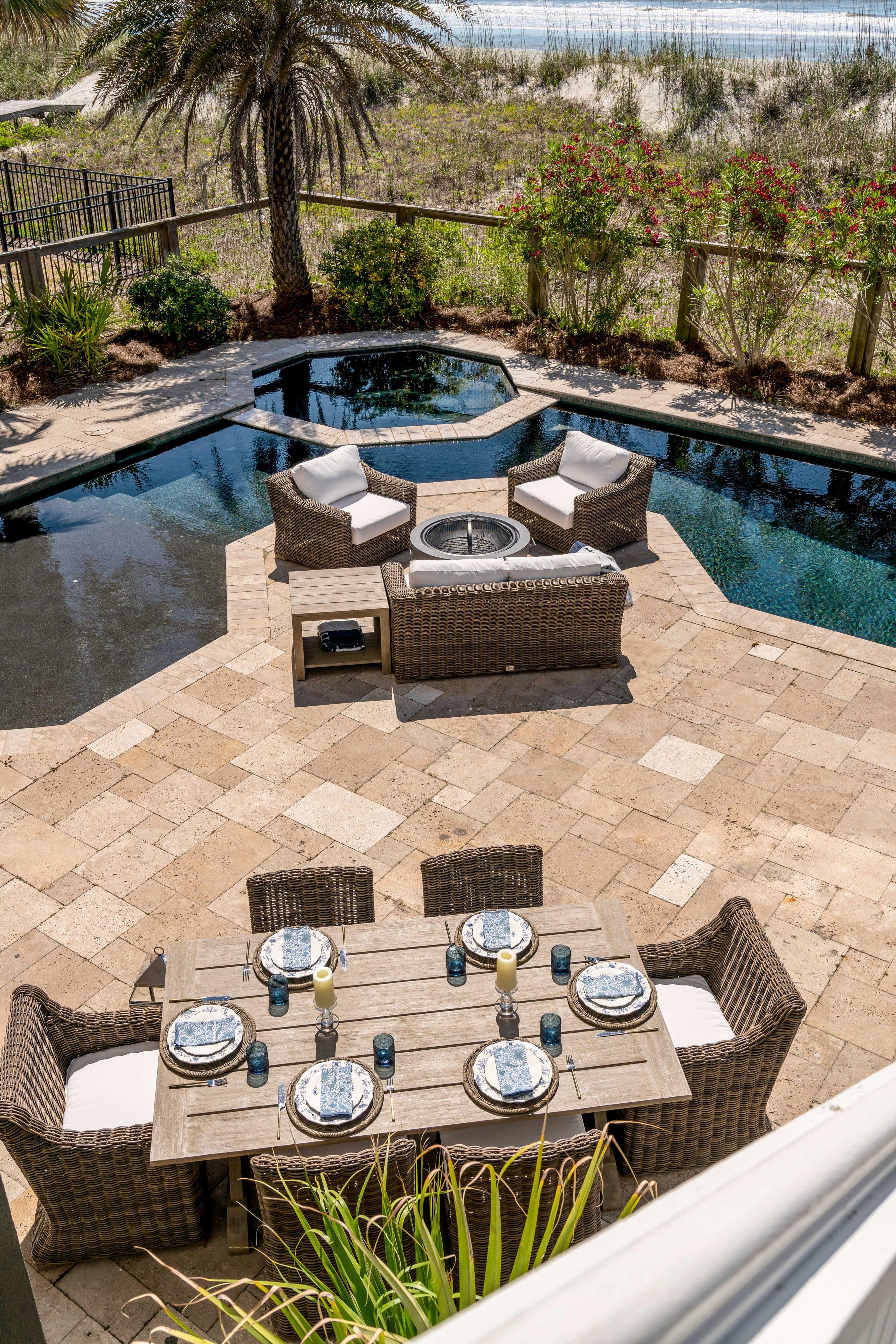 Harbor Classic Handcrafted Grade A Gray Teak Wood Trestle Dining Table And Chairs Set