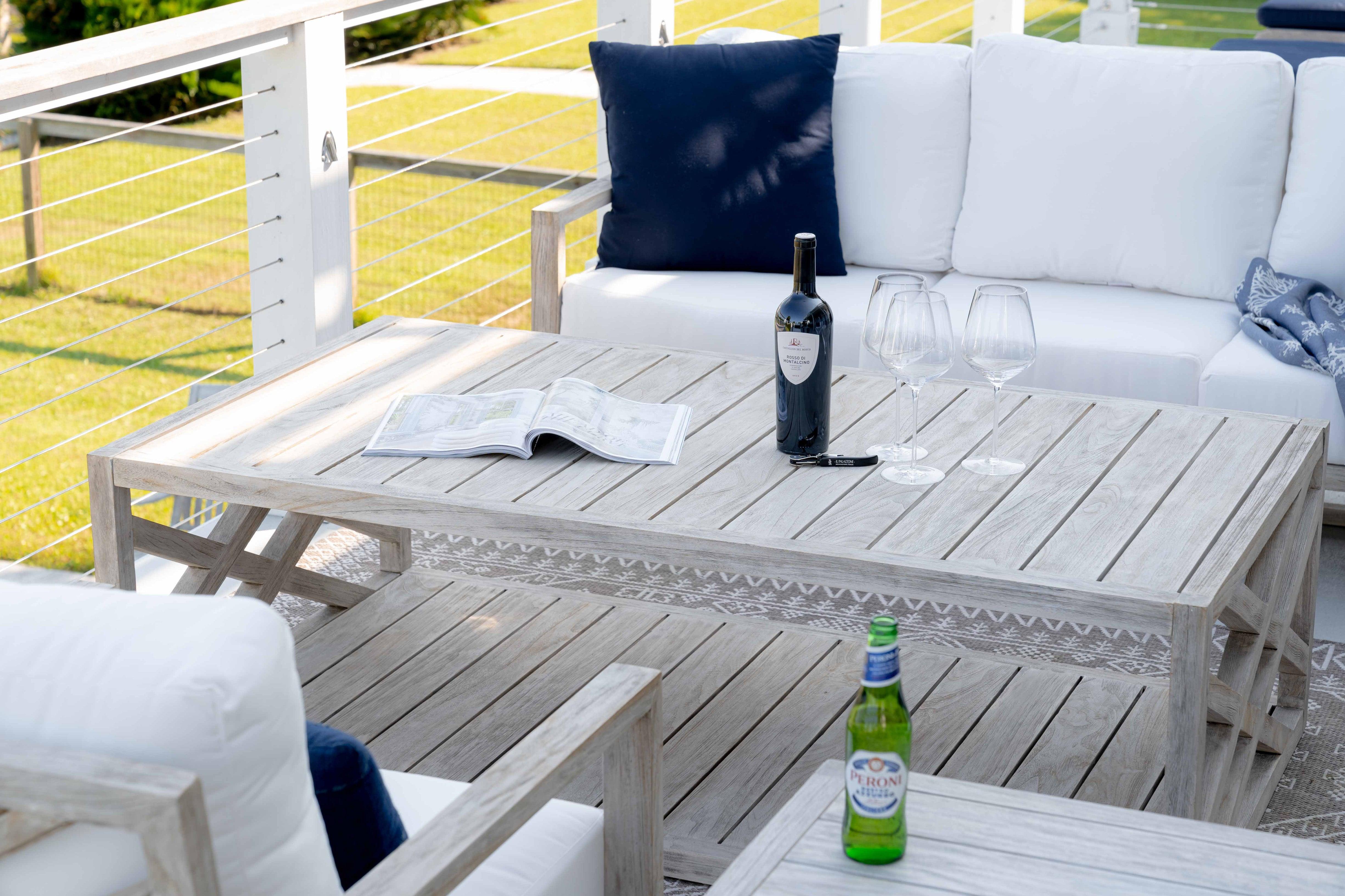 Modern Gray Teak Outdoor Coffee Table