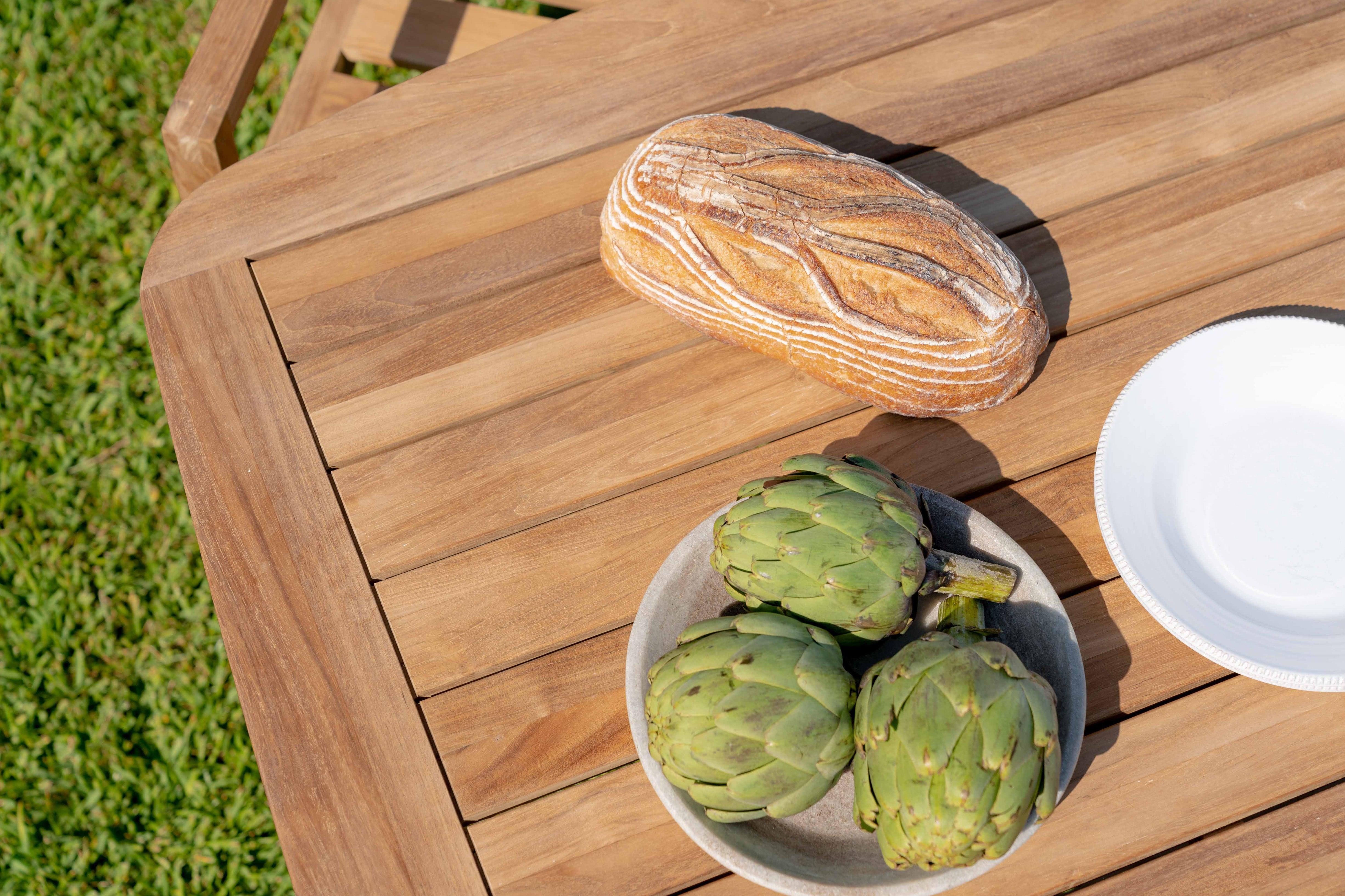 wood dining table outdoor with leaf