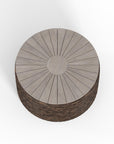 Highest Quality Luxury Outdoor Wicker Coffee Table And Umbrella Stand With Weathered Gray Teak